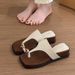 Wedge Clip Sandals For Women, 2025 New French Retro Style, High-End Square Toe Beach Flip-Flops_vogvips.com