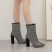 Elegant Women's Chunky Heel Pointed Toe Ankle Boots With Rhinestones - Stylish Winter/Spring/Fall Fashion Boots For Ladies (Black, Sizes 35-42)_vogvips.com