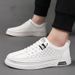 Breathable Men's Casual Sneakers - Lightweight Summer White Shoes For Men, Fashionable Slip-On Loafers With Rubber Sole_vogvips.com