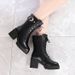 Women's Winter Boots Mid Calf Boots With Faux Fur Lining Chunky Heel Round Toe Ankle Boots Casual Comfortable Slip-On Shoes For Women_vogvips.com