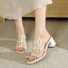 Women's High Heeled Chunky Heel French Retro Slip-On Sandals Summer Lazy Sandals Half Slip_vogvips.com