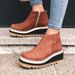Plus Size Wedge Short Women 2021 New Side Zipper Thick Sole Leather Boots 43_vogvips.com