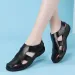 Women Genuine Leather Summer Ladies Comfortable Round Toe Ankle Hollow Female Soft Sole Sandals Woman_vogvips.com