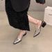 2025 Summer New Style Pointed Toe Buckle Backless Elastic Band Comfortable Chunky French Shallow Mouth Elegant High Heel_vogvips.com
