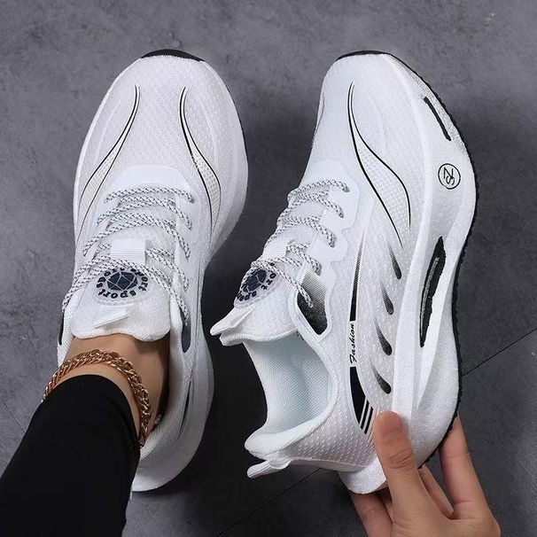 mesh Carbon Plate Breathable Sports Shoes, Thick-soled, Shock-absorbing, Lightweight, Versatile,_vogvips.com