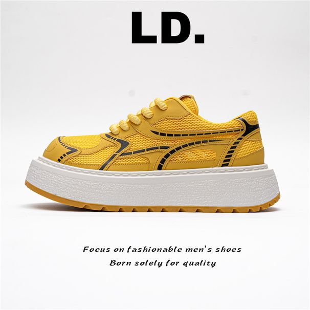 2026 Summer White Thick-Soled Casual Sneakers For Men, Trendy Low-Top Sports Shoes_vogvips.com