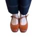 Lancui~ Brown Simple Flat Mary Jane Shoes For Women French Style One Strap Shallow Mouth Versatile Ballet Flats_vogvips.com