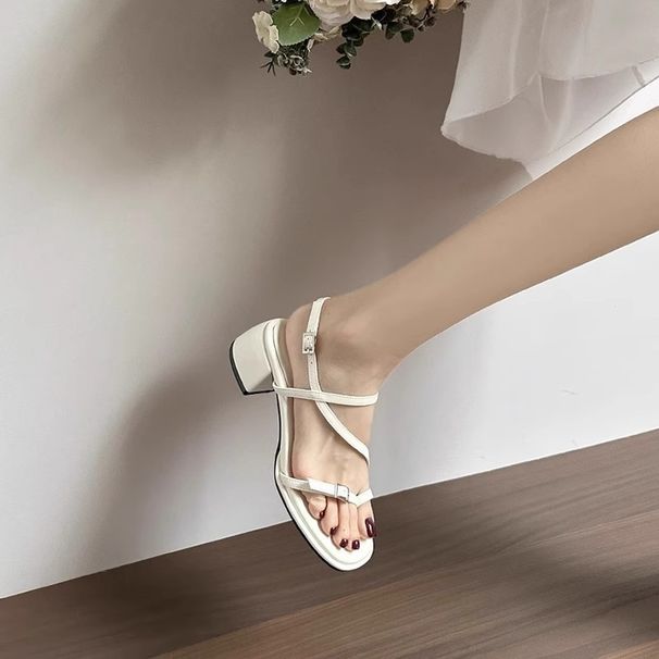 Chunky-heeled Fairy-style Open-toe Sandals For Women, Paired With Skirts, 2025 Spring-summer New High-heeled Square-toed_vogvips.com