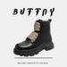 Casual Retro Medium Tube Round Head Tooling Boots Thick Sole Heightening Casual Lace-up Martin Boots_vogvips.com