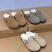 Sangpo Wool Closed-Toe New Slip-On Lazy Women's Genuine Leather Fur Half Slippers_vogvips.com