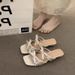 White Polka Dot French Wedge Heel Slide Sandals - Women's Summer New Arrival, Height Increasing, Retro Style, Perfect With Dresses_vogvips.com