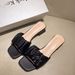 Summer New Black Pleated Square Head Thick Heel Sandals Women Wear Fashion Temperament Dinner Socialite High_vogvips.com