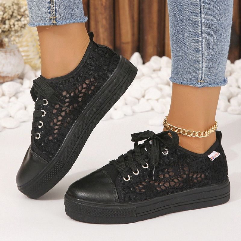Women's Shoes Casual Single Shoes For Women Autumn New Large Size Round Toe Lace Up Lace Casual Flat White Shoes_vogvips.com