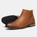 Men's Wide Width Chelsea Boots With Side Zipper - Classic Wooden Heel Ankle Boots - Comfortable & Stylish For Big & Tall_vogvips.com