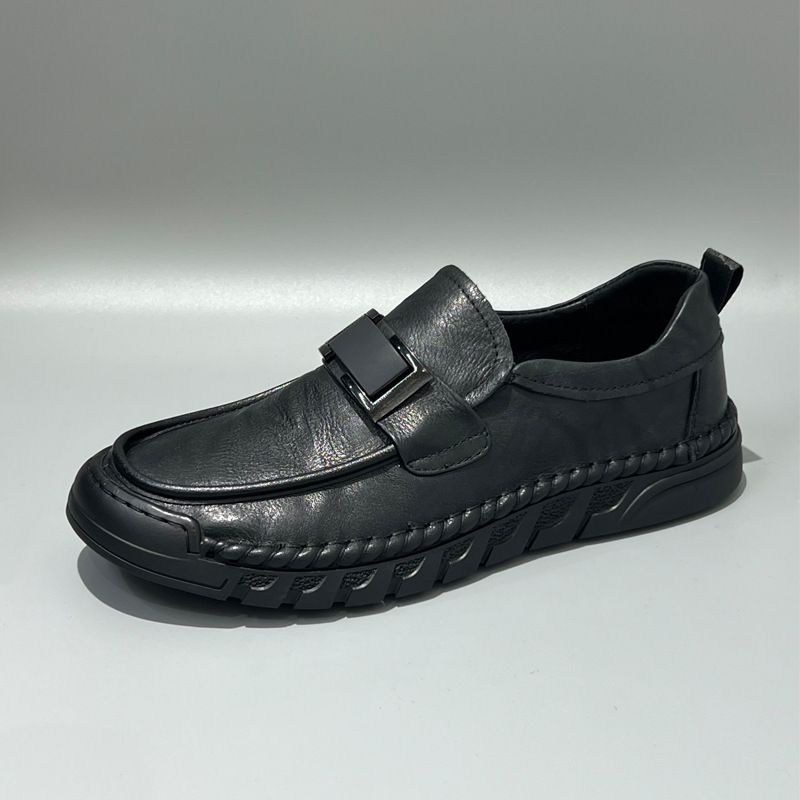 Casual For Men Summer New Genuine Slip-On Men's British Style Soft Sole Loafers Cowhide Wide Feet Small Leather Shoes_vogvips.com