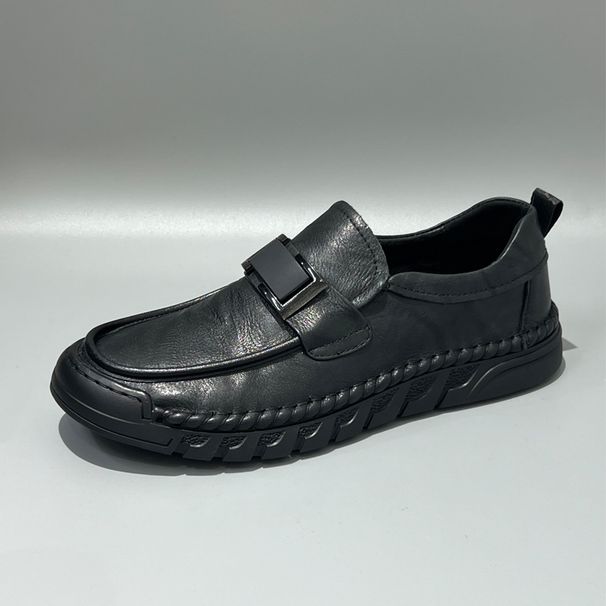 Casual For Men Summer New Genuine Slip-On Men's British Style Soft Sole Loafers Cowhide Wide Feet Small Leather Shoes_vogvips.com