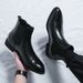 European Warm Series Red Sole Pointed Toe Men's Martin British Style High Shoes Mid Top Short Black Leather Boots_vogvips.com