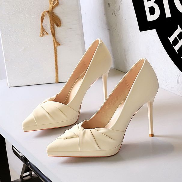 High Heels Thin Heel Super High Heel Pointed Waterproof Table Bow Single Shoes Women's Shoes_vogvips.com
