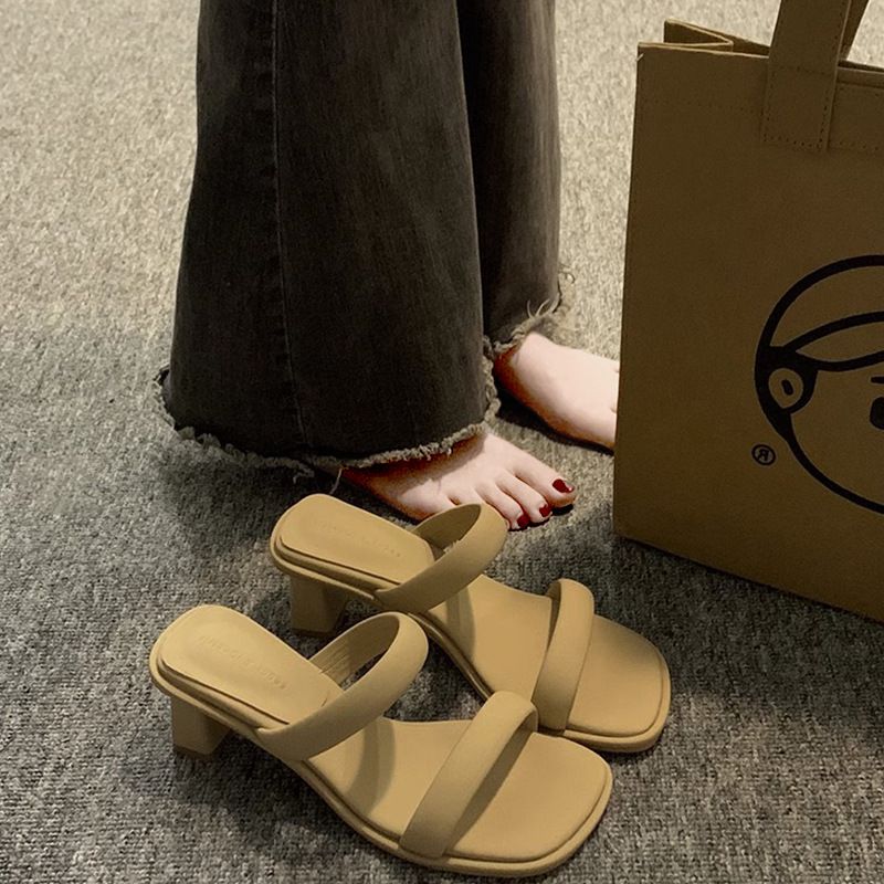 Chunky Heel Mule Sandals - New Summer Collection: Stylish, French-inspired, Retro Chic High Heels For Women_vogvips.com