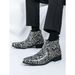 Martin New Men's British Style Snake Patterned Mongolian Boots, Short Tube, Large Size, High Top Leather Boots, Tube, Size,_vogvips.com