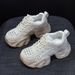 Dad Sneakers Woven Mesh 2025 Summer New Thick Sole Hidden Heel Explosion Version Casual Fashion Versatile Women's Shoes_vogvips.com