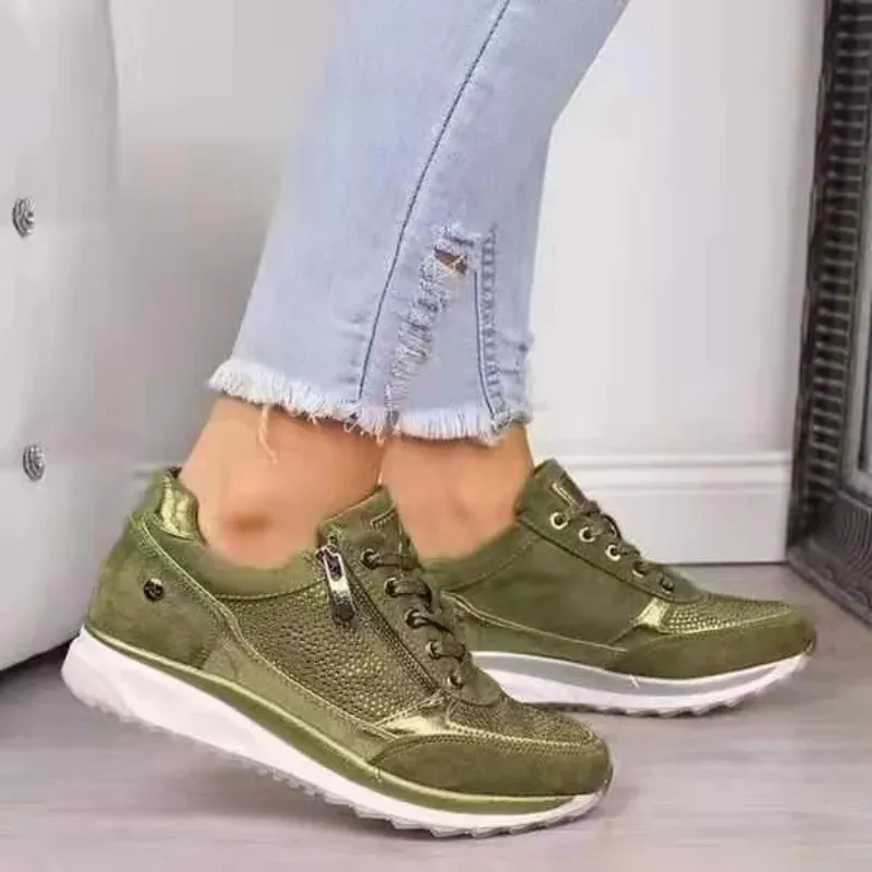 New Women's Wear-resistant Wedge Sneakers Lightweight Female Womens Vulcanized Breathable Shoes_vogvips.com