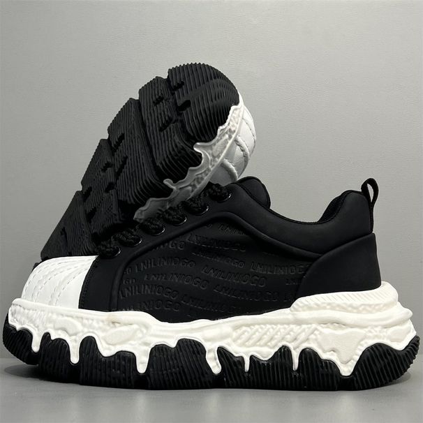 Men's Fashionable Solid Color Platform Height Increasing Leather Low Top Lace Up Casual Shoes For Spring And Autumn, White Shoes For Students_vogvips.com