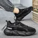 Men Clunky New Mesh Breathable Sneakers Trend Versatile Inner Heightened Athleisure Running Shoes Black Free Shipping_vogvips.com