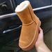 Winter Mid-Calf Snow 5825 Sheepskin Straight Solid Color Cotton Boots Flat Heel Warm Women's Shoes Classic Style_vogvips.com