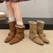 2026 Melard Brown Retro French Style Chunky Heel Short For Women Autumn Winter New Fashion Versatile Western Mid-Calf_vogvips.com