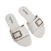 Women's Fashionable Slippers Round Toe Flat Sandals Classic Versatile Solid Color Metallic Decoration_vogvips.com