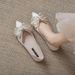 Flat For Women, Summer Fairy, Gentle Bow Silk With Skirt, Pointed Soft Sole Bridesmaid Wedding, Light Mouth Single_vogvips.com
