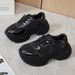 Women's Fashion Chunky Platform Sneakers With Rhinestones - Breathable Comfort, Casual Style, And Height Boost Breathable Casual Sports Shoes_vogvips.com