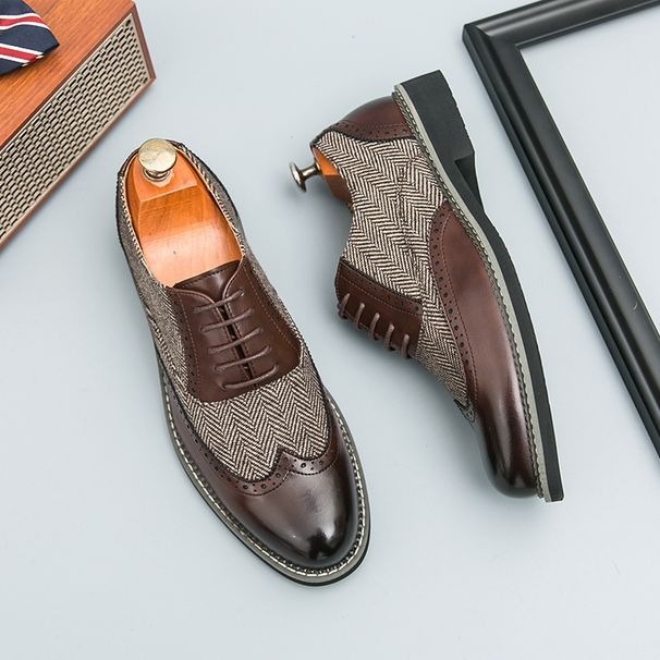 Cross-Border Large Size 2025 Pointed Toe European Style Fashion Brogue Versatile Men's Korean Version Casual Formal_vogvips.com