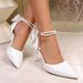 Cross-border Foreign Trade 2025 Autumn New Pointed Toe Bow Hollow French Style Versatile High-heeled Women's Shoes_vogvips.com