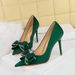 3265-H36 Korean Banquet Slim Ultra High Heels Shallow Mouth Pointed Water Diamond Bow Single Shoes Women's_vogvips.com