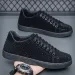 Mens All Black Durable Suede Sneakers With Rhinestone Logo And Toe Cap_vogvips.com