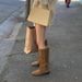 Genuine Leather 2024 Korean Style Large Suede High Tube Western For Women Flat Slimming Over-the-Knee Long Riding Boots_vogvips.com