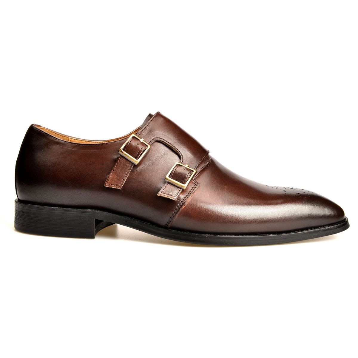 Double Buckle Mengke Goodyear Suit One Foot Square Toe Handmade Leather Shoes, Men's_vogvips.com