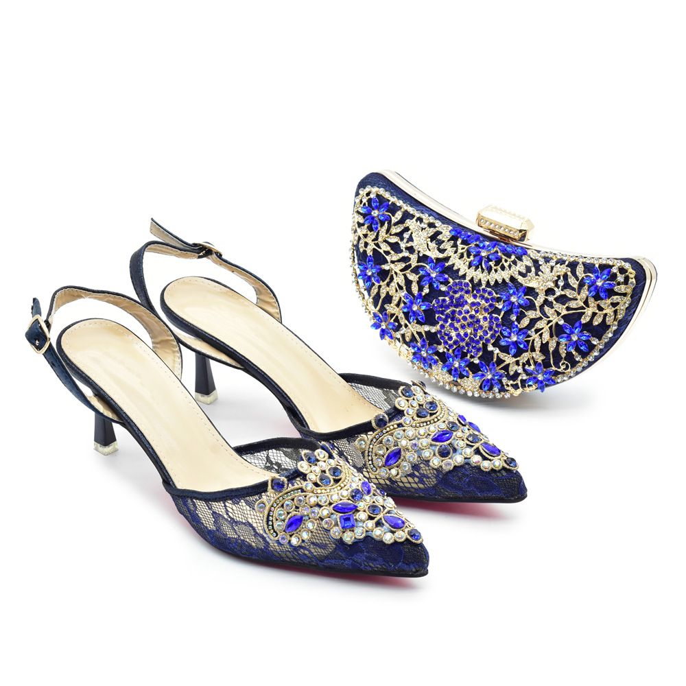 Vintage diamond set stiletto sandals with dinner bag set Fashion design rhinestone evening wear_vogvips.com