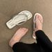 Rhinestone For Women, 2026 New Summer French-style Flat Beach Shoes, High-end Thong Sandals_vogvips.com