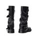 Internet Celebrity Belt Buckle Mid-Calf Pile For Women Spring And Autumn New Western Long Cowboy With Pants Tube Martin_vogvips.com
