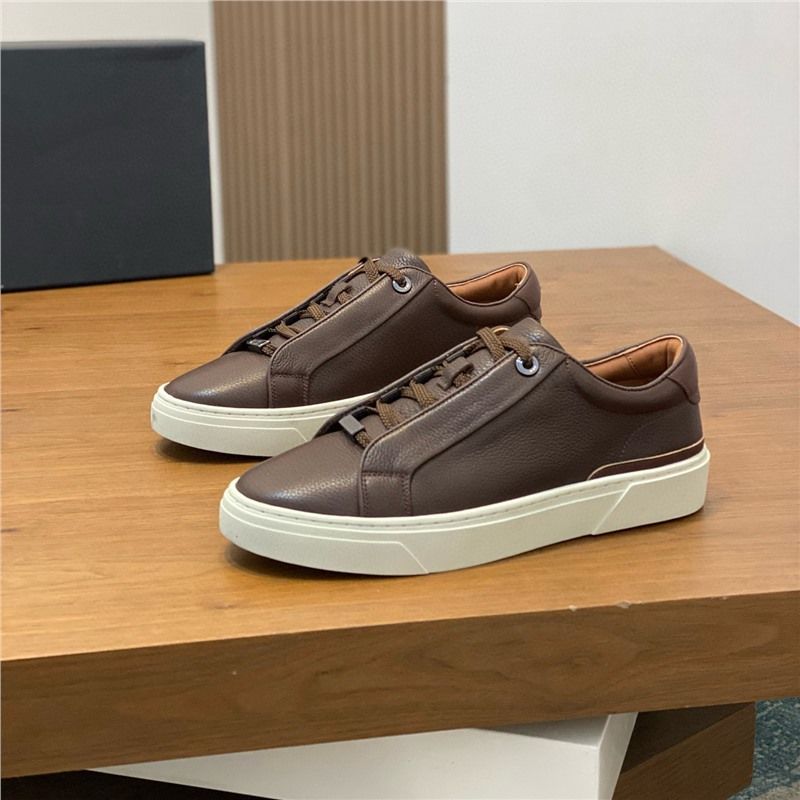 Trendy Brand Genuine Leather Casual White Sneakers 2025 New European High-End Men's Sports Shoes_vogvips.com