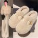 Shoes With Fleece For Women 2024 Autumn Winter New Plush Slip-On Fashionable Warm Veatile Flat Half_vogvips.com