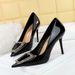 6122-8K66 Banquet High Heel Women' Bright Lacquer Leather Shallow Mouth Pointed Metal Water Diamond Buckle Single_vogvips.com