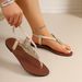 New Arrival Summer Women's Rhinestone Feather Thong Sandals, Flat Flip Flops, Non-slip Soft Sole Roman Shoes, Bohemian_vogvips.com