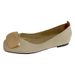 Shallow Mouth Single Shoes For Women, Korean Style, Spring New Metal Buckle, Comfortable Slip-On Square Toe Flat Shoes,_vogvips.com