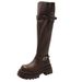 Melard Brown Long 2025 Spring And Autumn New Style Plus Size Thick Leg Heightening Riding For Petite Women High Boots_vogvips.com