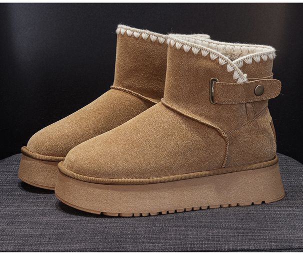 Snow Boots Women's Thick-soled Side Buckle Fleece Thickened Casual Cold-proof Small Snow Cotton_vogvips.com