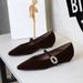 3686-K111 Fahion Rhinetone Buckle One-Strap Mary Jane Shoe For Women Veratile Caual Wedge Commuter Pointed Toe_vogvips.com